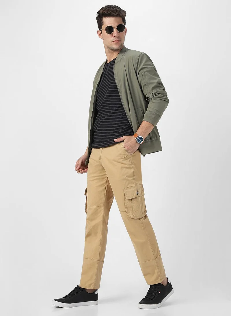 Urbano Fashion  Urbano Fashion Men's Beige Regular Fit Solid Cargo Chino Pant with 6 Pockets for Men | Best Price UAE